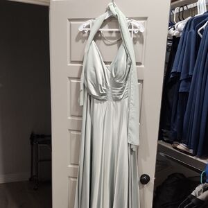 Elegant Mint/sage Green Halter Dress